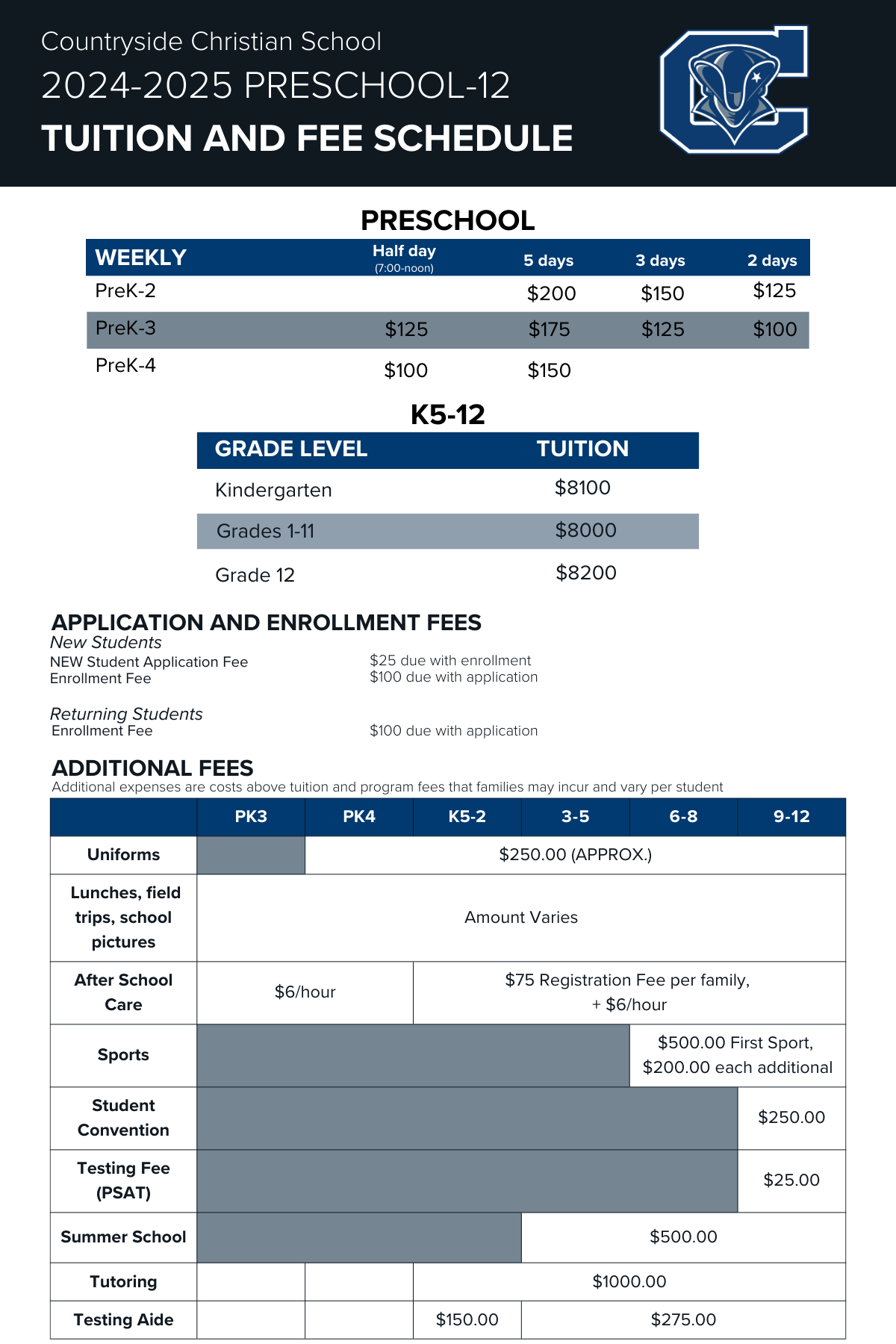 Tuition & Fees - Countryside Christian School